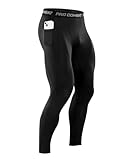 Niksa 1er Pack Sport Leggings Männer, Herren Tight Lang mit Handytasche Quick Dry Kompression Hose für Fitness Workout Gym Joggen, Schwarz, L