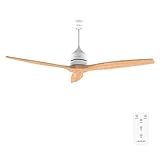 Cecotec - Deckenventilatoren Energy Deckenventilator Aero 5270 Lightwood, DC 40W Motor, 132 cm, Steuerung, Timer, 6 Geschwindigkeiten, Sommer und Winter, einstellbare Höhe 15 oder 25 cm, Leise