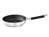 RÖSLE SILENCE PRO Bratpfanne, Pfanne mit kratzfester Premium-Antihaftversiegelung ProResist, Silikongriff, 28 cm, Edelstahl 18/10, induktionsgeeignet, spülmaschinengeeignet, Silberfarben/Schwarz