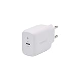 Amazon Basics Ein-Port-USB-C-Wandladegerät, 20W, Kein GaN-Ladegerät, EU-Stecker, Weiß, 2.76 x 8.3 x 4.39 cm