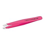 TWEEZERMAN Mini Pinzette (Handgeschliffene Schräge Spitzen, Augenbrauen zupfen, Profi-Qualität, Rostfreier Edelstahl), Neon Pink