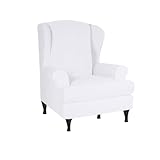 Stretch Sessel-Überwürfe Sesselschoner Sesselauflage 2 teiliger Ohrensesselbezug wasserdicht rutschfest für Wohnzimmer und Schlafzimmer (Beige Einheitsgröße)