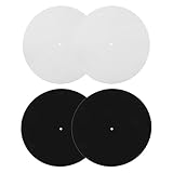 ifundom 4 Stück Teiliges Filz-plattentellerauflage rutschfeste Antistatische Schallplattenmatte in Schwarz und Weiß Schonende Vinyl Slipmat für Plattenspieler Kompatibel für Heim