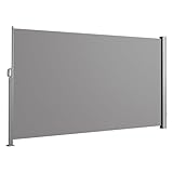 SVITA Seitenmarkise ausziehbar Sichtschutz Balkonmarkise Sichtschutz Sonnenschutz UV50+Terrasse 300x160cm Hellgrau