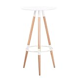 LLYB Bar-Beistelltisch, Massivholz-Hochtisch, runde Holzplatte, Bartisch, Kneipentisch, Bar-Höhentisch für Bistro, 3 Farben (Größe: 60 x 60 x 105 cm, Farbe: Weiß)