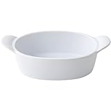 Brotbackform 1050 ml ovale, vertiefte Backformen 7,5-Zoll-Keramikplatte for Backen, weiße Doppelgriffschale, geeignet for Ofen Aufbackform