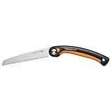 Fiskars Plus Klappsäge, Für dicke Stämme und Äste, 3 Schneidpositionen, Scharfes Power Tooth-Blatt, Grobzahnung, Blattlänge: 21 cm, Schwarz/Orange, SW69, 1067553