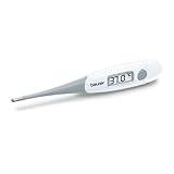 Beurer FT 15/1 Digital- und Express-Körperthermometer, wasserdichtes Fieberthermometer, extra schnelle Messung, akustisches Signal zur Fieberwarnung, ohne Glas, mit Aufbewahrungsbox