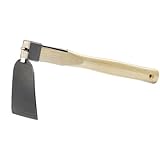 Handgeführtes Gartenwerkzeug, Hacke mit Holzgriff, handgeführtes Garten-Di-G-Bodenwerkzeug, ideal zum Lockern oder Jäten von Erde (Yellow, 38.5x11cm)