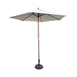 Mojawo Hochwertiger Holz Sonnenschirm Gartenschirm Marktschirm Holzgestell Seilzug Beige UV15 - Ø2,50xH2,4m