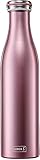 Lurch 240925 Isolierflasche / Thermoflasche für heiße und kalte Getränke aus Doppelwandigem Edelstahl 0,75l, rosegold, Roségold