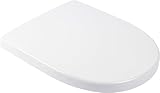 Calmwaters® Antibakterieller WC Sitz für Keramag iCon 204000 & 204060, D-Form mit Absenkautomatik, überlappend, aus Duroplast, Weiß - 26LP5381