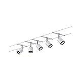 Paulmann 3981 Seilsystem TubeLED Set 5x4W Weiß/Chrom matt 230/12V Seilleuchte Seillampe Deckenleuchte Deckenbeleuchtung LED