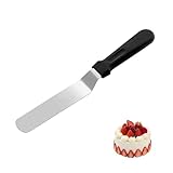 6 Zoll Kuchendekoration Abgewinkelter Zuckergussspatel, Edelstahlklingenspatel Back Mit schwarzem Kunststoffgriff, Tortenspachtel, Winkelpalette Torte, für Torten für Haushalt, BäCkerei Oder KüChe