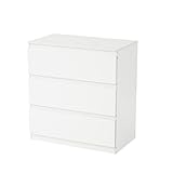 Liink1Ga Komodenschrank für Schlafzimmer 70 cm Breit Kommode Weiß mit 3 Schubladen/Nachtkasten Schubladenkommode Kommode&Sideboard Komoda Weiss für Büro Wohnzimmer Schlafzimmer Flur Möbel/70x40x75CM