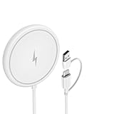 2 in 1 Magnetisches kabelloses Ladegerät mit 2pcs Ersatz, 15W schnelle magnetische Ladestation, Extrem dünnes Alu-Legierungs-Design kompatibel mit iPhone 16/15/14/13/12-Serie und AirPods 3/2/Pro 2