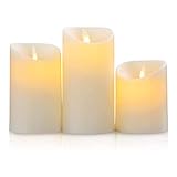 SALCAR 3er Set LED Kerzen, Flammenlose LED Kerzen Licht Warm mit Batterie, LED Kerzenlicht Flackernd, 15 cm, 12,5 cm, 10 cm Höhe, Dekoratives kerzen LED für Abendessen, Geburtstag, Party