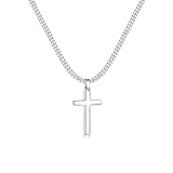 Zinvefa Kreuz Kette Herren Edelstahl Anhänger Kreuz Halskette Silber/Schwarz/Gold,Anhänger 15 * 28mm - 50 * 30mm