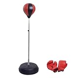 HOMCOM Punchingball Set 125-145cm Höhenverstellbar Boxstand mit Ständer Boxbirne Boxhandschuhen Pumpe Punching Bag freistehender Boxsack Speedball Boxen Standbox-Trainer für Erwachsene Jugendliche