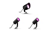 Philips Hue Lily Basis-Set mit 5 Gartenspots (Anthrazit) – Weißes und Farbiges Licht – Inkl. 1 Netzkabel – Gartenbeleuchtung – Hue White and Color Ambiance