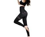 proslim T-active Figurformende Anti-Cellulite Slimming Leggings Lange Hose Massageeffekt mit Turmalin Kügelchen Hohe Taille (Schwarz)