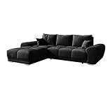 BROMARKT NUBES Ecksofa - Eckcouch mit Schlaffunktion und Bettkasten - Wohnzimmer Couch - Eckcouch - Sofa L Form - Bettsofa - Wohnzimmer Möbel - Big Sofa mit Schlaffunktion - 294x184 cm - Graphit