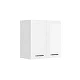 Vicco Hängeschrank R-Line, hängender Küchenschrank, Weiß Hochglanz/Weiß, 60 cm