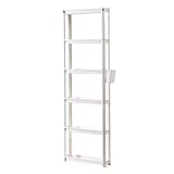 Schmaler 6-stöckiger Rollwagen auf Rädern – robuste schmale Regale für Toilettenartikel, Kosmetik und Nizers – platzsparender Kunststoffschrank (13 cm Breite)