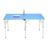 Klapptisch Tischtennisplatte,Tragbar Komplettset, Faltbarer Tischtennistisch Mit Netz Schläger Bälle, Multifunktionaler MDF-Alu Camping Esstisch, Platzsparend 152x76 cm, Garten Indoor Outdoor