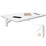 KDR Wandklapptisch 70x40 cm Weiß mit abgerundeten Ecken – Klappbarer Tisch zur Wandmontage – als Esstisch, Schreibtisch, Küchentisch oder Arbeitsplatz – Platzsparend & vielseitig einsetzbar