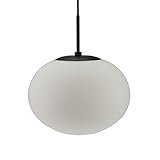 Dyberg Larsen - Princess Pendelleuchte Opal/Schwarz Aufhängung - Glas/Metall - 5W LED - Hängeleuchte Innen - Deckenlampe - Deckenlampe Wohnzimmer - Pendelleuchte Esstisch - Licht - Dänisches Design