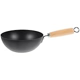 Cabilock Schmiedeeiserne Mini-Wok-Pfanne, 20 cm, kleine Wok-Bratpfannen, antihaftbeschichtet, Gaspfanne, japanische Wokpfanne, traditionelle Rührpfanne für Induktions-Gasherde
