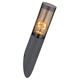 GLOBO LIGHTING Außenwandlampe Wandleuchte Edelstahl Wandleuchte Fackel Aussen Gartenlampe, anthrazit rauch, 1x LED 6W 806Lm warmweiß, DxH 7,6x40 cm