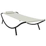 ShGaxin Gartenbett, Liegen, Sonnenliege, Liegeinsel Outdoor, Outdoor Bett, Doppelliege, Gartenliege, Daybed Outdoor, Creme 200 x 90 cm Stahl