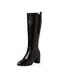 Jana Damen Hohe Stiefel mit Absatz Kniehoch Blockabsatz Weite H Mehrweite, Schwarz (Black), 39 EU