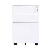 Büro-Schublade, Aktenschrank, drei Schubladen, Seitengriff, Aktenschrank aus Metall, weiß, für Büromöbel zu Hause, Büroschrank, 30 x 45 x 60 cm