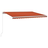 Markise Manuell Einziehbar mit LED 450x350 cm Orange und Braun,3069005