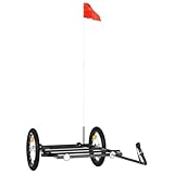 vidaXL Fahrradanhänger, Anhänger für Fahrrad, Lastenanhänger mit Deichsel Sicherheitsflagge, Transportanhänger 45kg, Schwarz Eisen