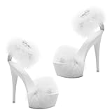 Warmhm Damen Sandalen mit Hohem Absatz Weiße Sommersandalen mit Rutschfester Sohle Plateausandaletten für Frühling und Sommer