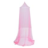 Moskitonetz Bett Insektenschutz Feinmaschiges Betthimmel Mückennetz Fliegennetz Himmelbett Vorhänge Baldachin Elegant Spitze Prinzessin Kinder Vorhang Hängendes für Camping Hause Babybetten (Rosa)