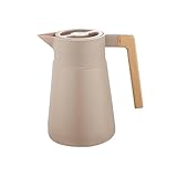 Thermoskanne Kaffeekannen Edelstahl 18/10, Vakuum Isolations, Mit Holzgriff, Thermosflasche Für Heißen Und Kalten Tee Kaffee, Isolierkanne, Für Home Office Hotel (Khaki,1.5L)