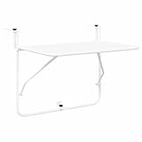 vidaXL Outdoor Hängender Tisch Weiß 60 x 39 cm Wandmontiert Höhenverstellbar Klappbar Stahl Design Für Balkone Modischer Stil Perfekt für Sommeressen und Buffets auf dem Balkon oder Patio