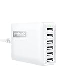 USB Ladegerät, Evatronic 60W 6-Port Desktop USB Ladestation mit Mehreren Anschlüssen für iP-13/12/11 Pro Max XS Max XR X 8 7 Plus, Galaxy S21 S9 S8 Plus, Huawei,Tablets, iP-ad Pro Air Mini