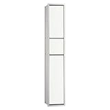 EMCO Asis 150 Unterputz-Schrankmodul für das Gäste-WC, Badezimmerschrank als Toilettenpapierhalter, Abfalleimer & Klobürstenhalter, Hochschrank mit 'Push to Open'-Funktion, optiwhite