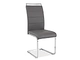 SIGNAL MEBLE Stuhl aus Kunstleder – H441 – 42 x 41 x 102 cm – Grau