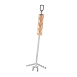 EXHUMKY Outdoor Topfdeckelheber mit Doppelhaken Multifunktionaler Verbrühungs Lifter für Camping und Zuhause Hitzebeständig und Komfortabler Holzgriff