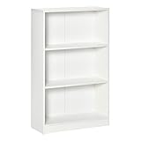 HOMCOM Bücherregal Bücherregal mit 3 Ablagefächern Bücher CDs Pflanzen für Wohnzimmer Arbeitszimmer Schlafzimmer 62,2x24x102,4 cm Weiß