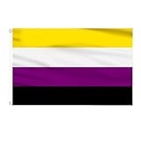 AhfuLife Nonbinary Flaggen 90 x 150 cm, 1 Stück Non Binary Flagge LGBTQ Flagge, The Gay Flag Non-binary Pride Flag Leuchtenden Farben mit Messing-Ösen für Pride Day Paraden LGBT Party Bar Dekoration