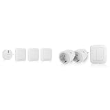 Smartwares SH4-99567 Schlafzimmer-Lichtschalterset – Plug & Connect – 1 Einbauschalter – 3 Wandschalter & SH4-99575 Indoor-Steckdosenschalterset mit Doppellichtschalter – Plug & Connect