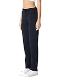 COMEOR Jogginghose Damen-Baumwolle Sporthose Lang - Sweatpants Frauen Freizeithose - Laufhosen Jogger - High Waist Trainingshose Geradem Bein Hose mit elastischem Bund und Taschen Yogahose Schwarz, L
